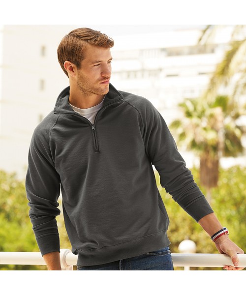 Plain Sweatshirt Lightweight Zip Neck Fruit Of The Loom 240 GSM